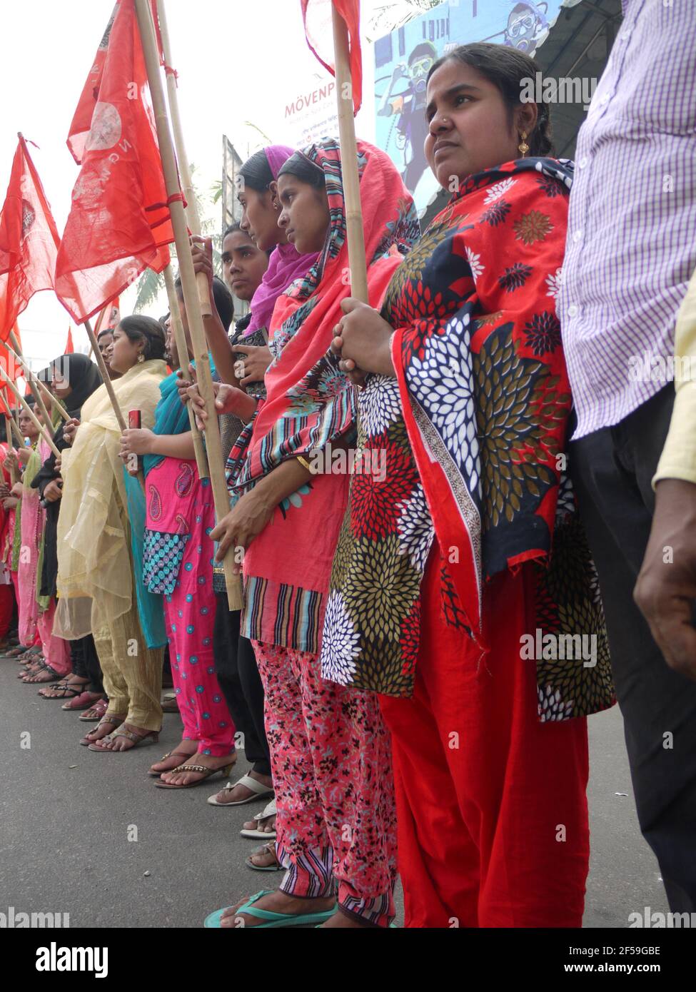 Les travailleurs du secteur du vêtement au Bangladesh font la preuve d'un meilleur travail Conditions à Dhaka Banque D'Images