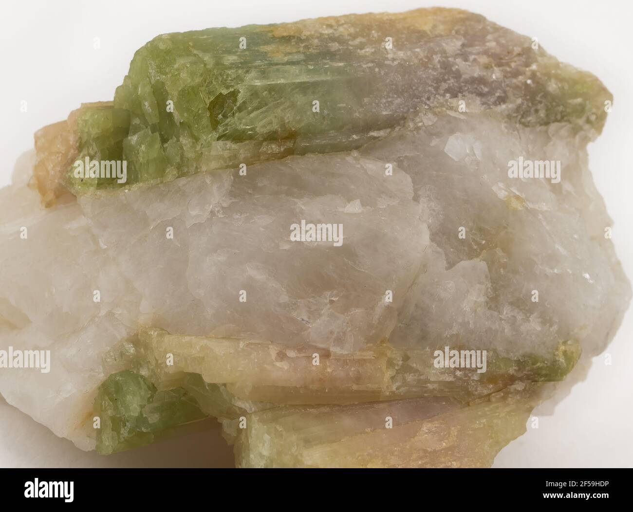 tourmaline colorée sur matrice transparente Banque D'Images