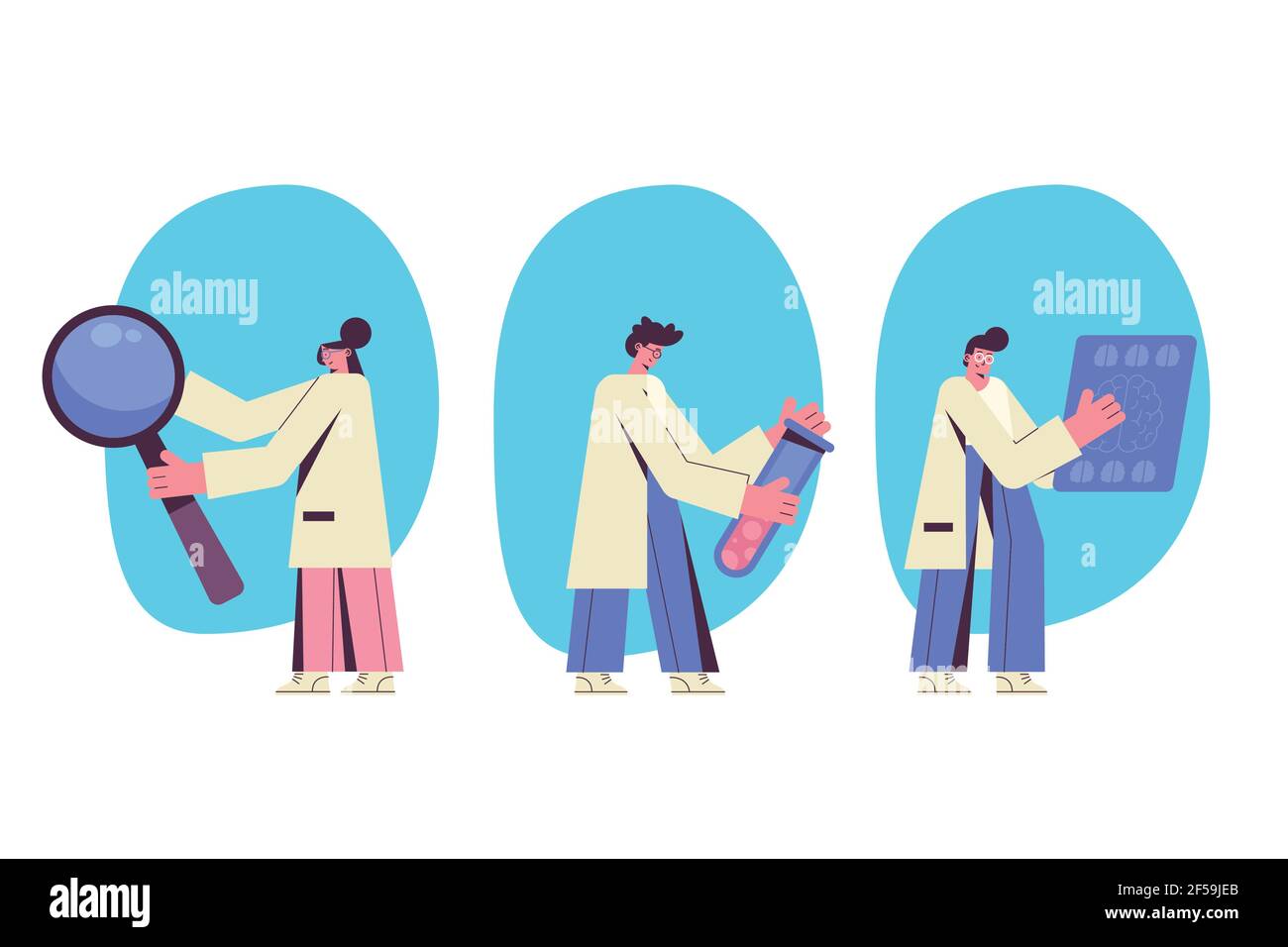 trois neurologues médecins personnel caractères Illustration de Vecteur