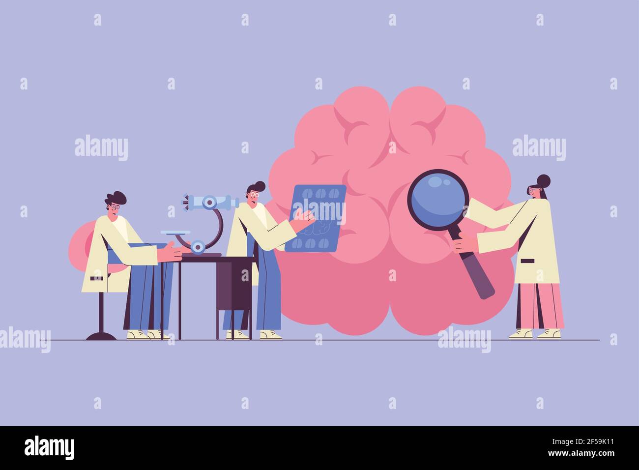 neurologues personnel médecins examinateurs du cerveau Illustration de Vecteur