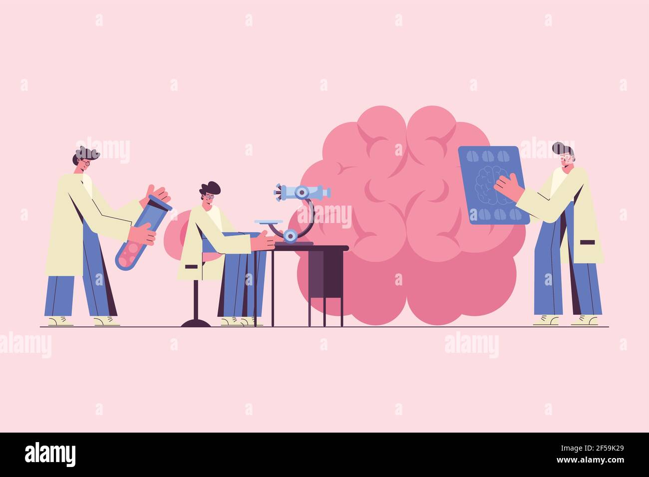 personnel neurologues travailleurs et cerveau Illustration de Vecteur
