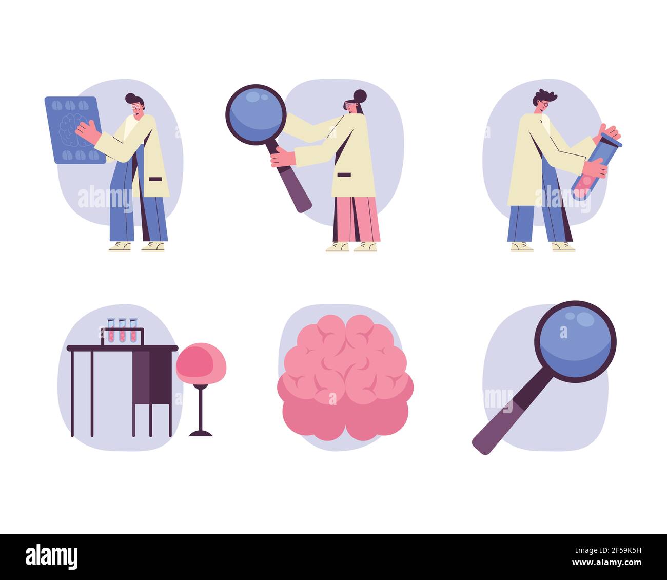 neurologue trois médecins personnel personnages Illustration de Vecteur