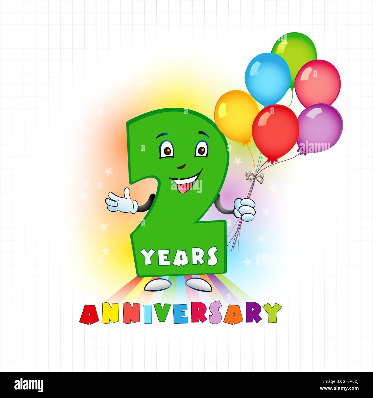Logotype Anime De Deux Ans 2 Anniversaire Drole De Logo Carte De Couleur D Anniversaire Pour Enfants Avec Chiffres Personnalises Et Nombreuses Felicitations Brillantes Celebrant Image Vectorielle Stock Alamy