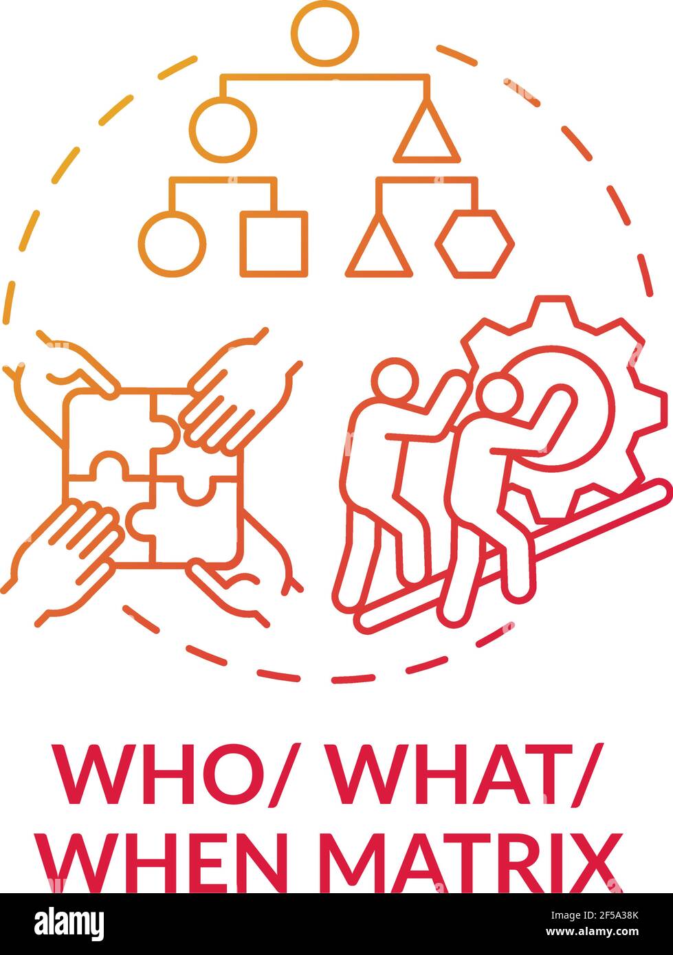 Qui, quoi, quand matrice rouge dégradé icône concept Illustration de Vecteur