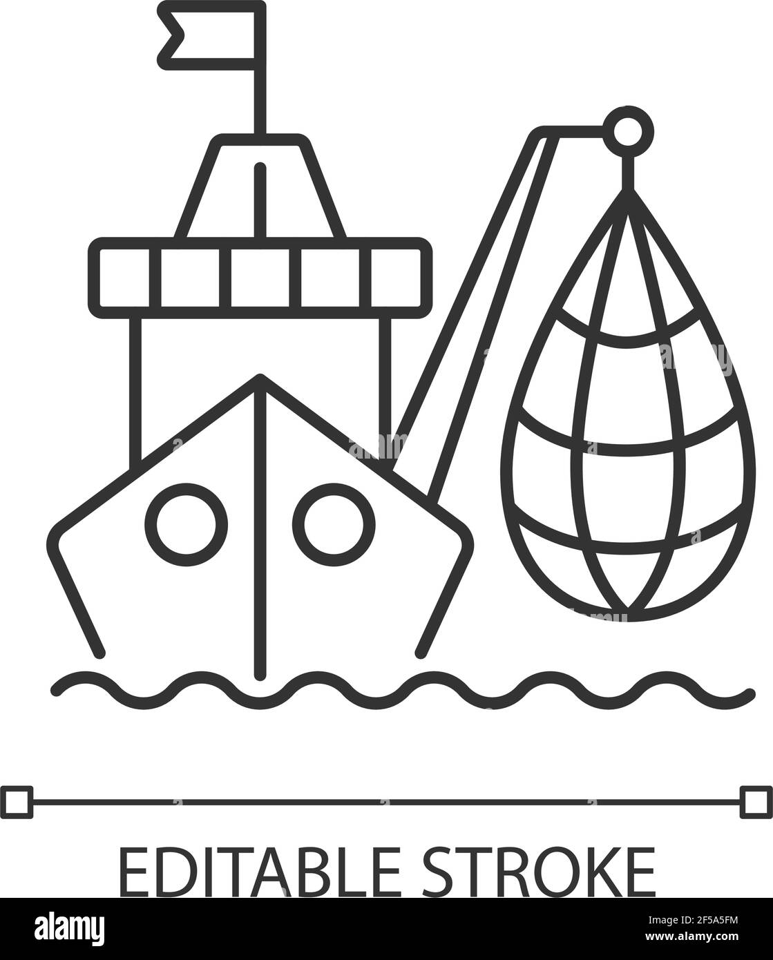 Icône linéaire pêche industrielle Illustration de Vecteur