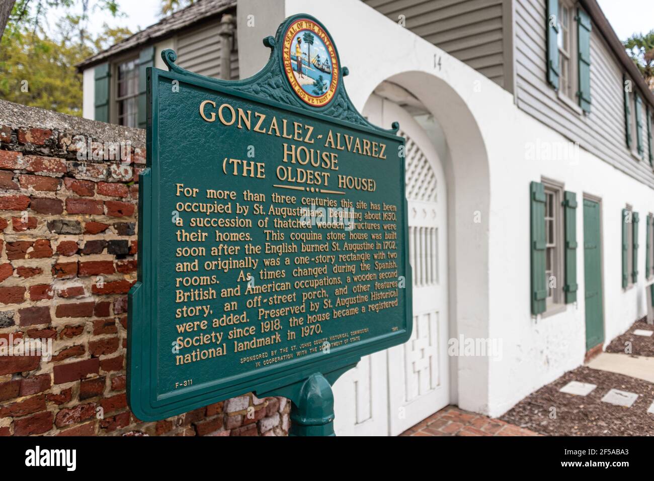 La Maison Gonzalez-Alverez (la plus ancienne maison) est un monument historique à Saint Augustine, FL, avec des travaux d'origine datant d'environ 1723. (ÉTATS-UNIS) Banque D'Images