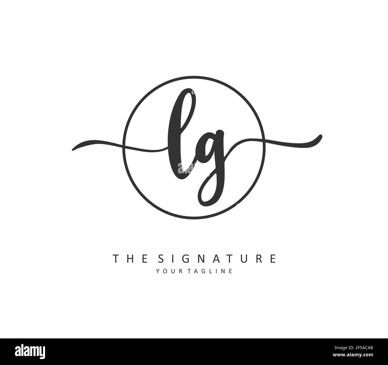 Lettre initiale LG écriture manuscrite et logo de signature. Un concept d'écriture manuscrite logo initial avec élément de modèle. Illustration de Vecteur
