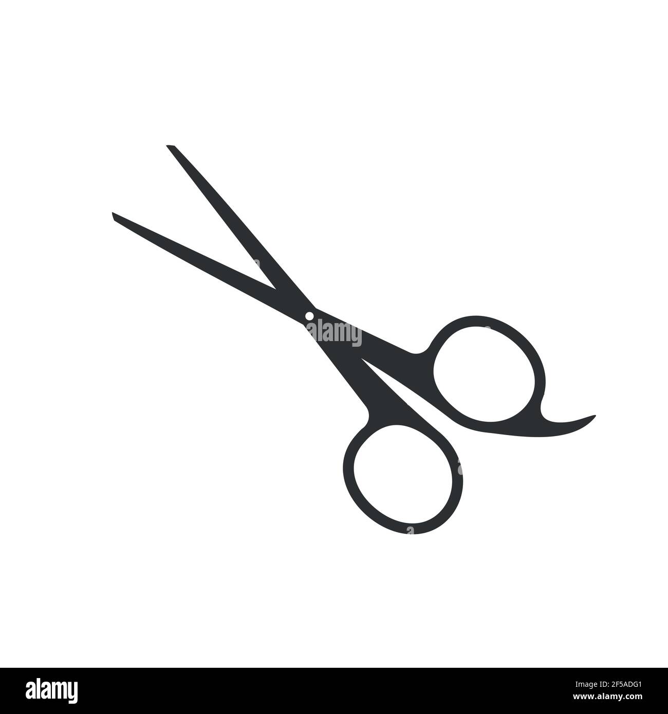 Icône graphique en forme de ciseaux. Panneau de ciseaux pour couper les cheveux dans le cercle isolé sur fond blanc. Symbole barbier. Illustration de Vecteur