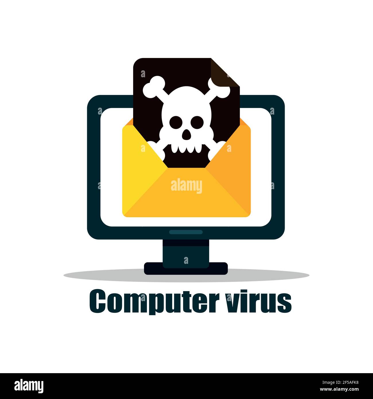 Un virus informatique attaque un ordinateur portable ou un ordinateur. Illustration vectorielle