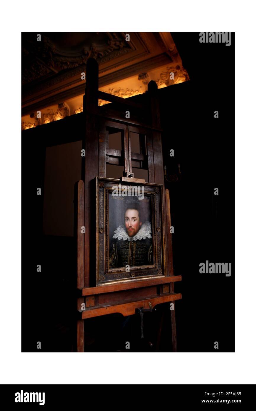 Dévoilé aujourd'hui, un portrait de William Shakespeare peint en 1610, il est considéré comme la seule photo de William Shakespeare survivant peint dans sa vie.le portrait doit être exposé au Shakespeare Birthplace Trust à Stratford-upon-Avon le 23 avril 2009.photo par David Sandison Banque D'Images