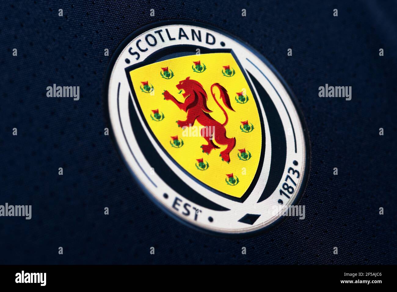Gros plan sur la tenue de l'équipe nationale de football de l'Écosse Photo  Stock - Alamy
