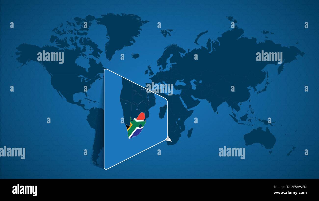 Carte Detaillee Du Monde Avec Carte Agrandie De L Afrique Du Sud Et Des Pays Voisins Drapeau Et Carte De L Afrique Du Sud Image Vectorielle Stock Alamy