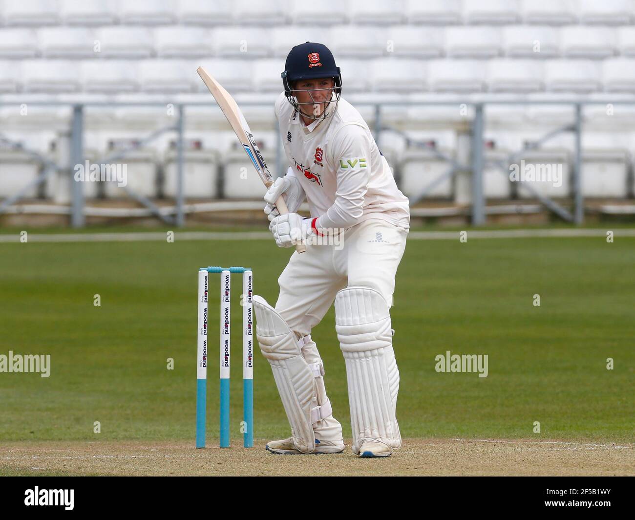 Chelmsford, Royaume-Uni. 25 mars 2021. CHELMSFORD ANGLETERRE - MARS 25: Michael Pepper d'Essex pendant la journée amicale un match de 2 entre le CCC d'Essex et le CCC de Lancashire au terrain du comté de Cloudfm le 25 mars 2021 à Chelmsford, Angleterre crédit: Action Foto Sport/Alay Live News Banque D'Images