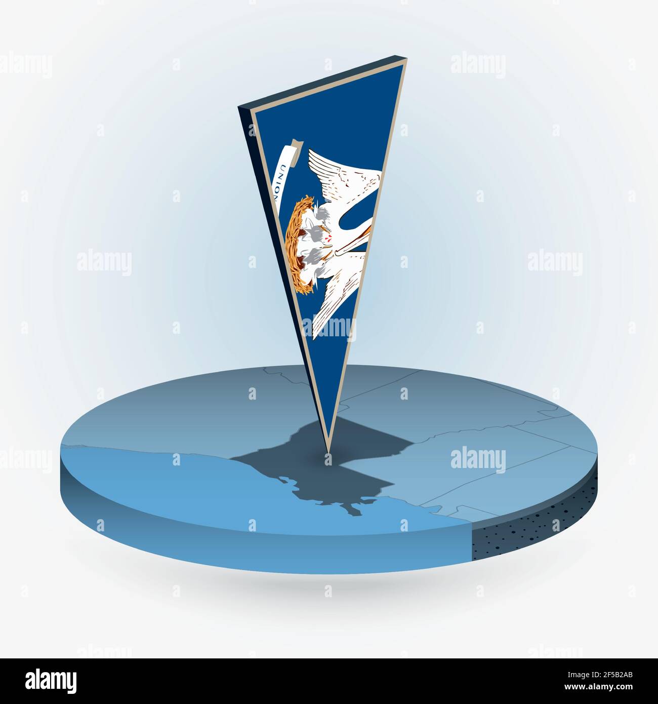 Carte de la Louisiane en style isométrique rond avec drapeau triangulé en 3D de l'État des États-Unis de la Louisiane, carte vectorielle en bleu. Illustration de Vecteur