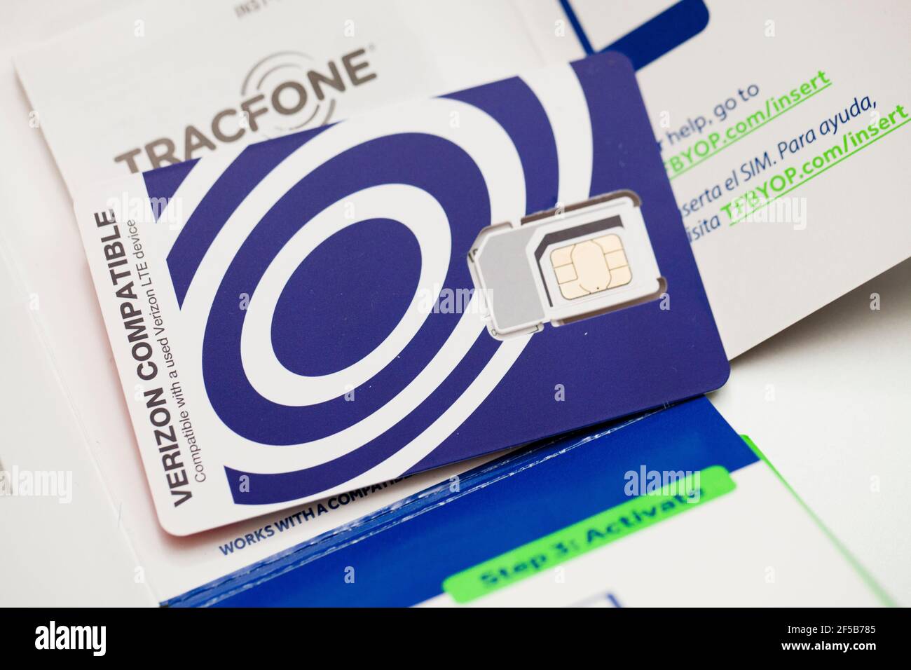 Kit de carte SIM sans fil TRACFONE - Etats-Unis Banque D'Images