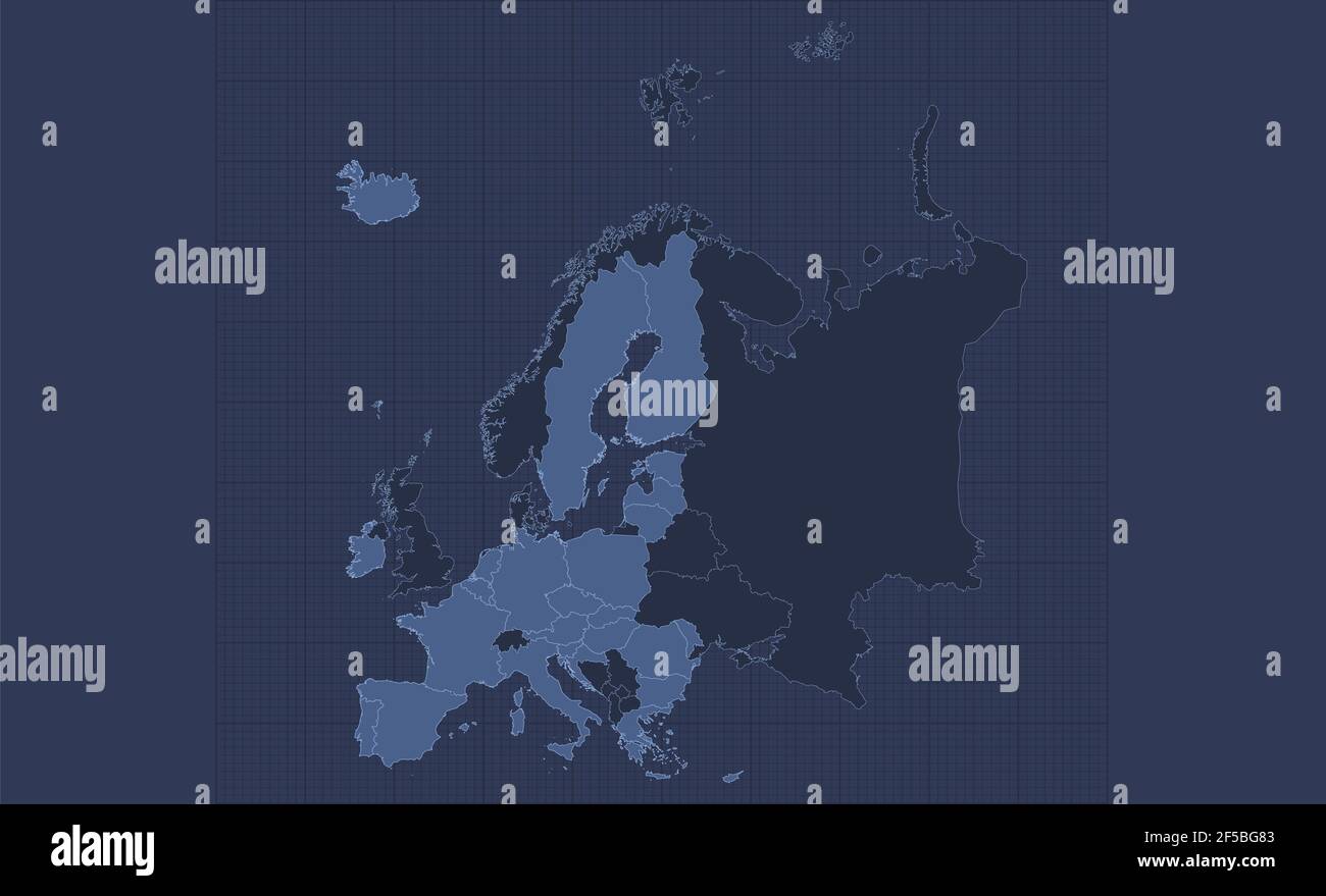 Carte de l'Union européenne, États individuels de l'Europe, infographies  conception plate bleue vierge Photo Stock - Alamy