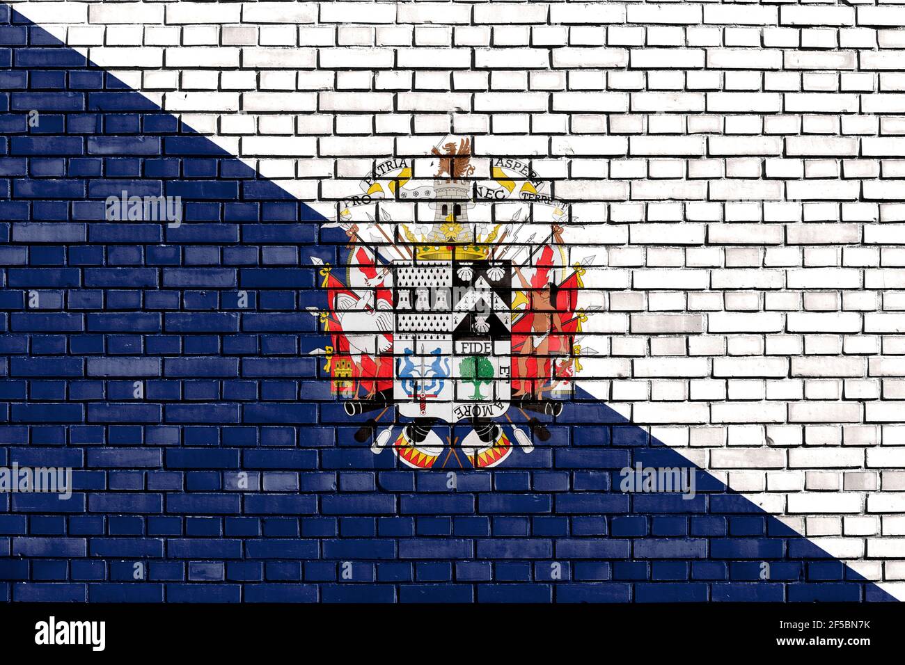 Drapeau d'Osorno, Chili peint sur un mur de briques Banque D'Images