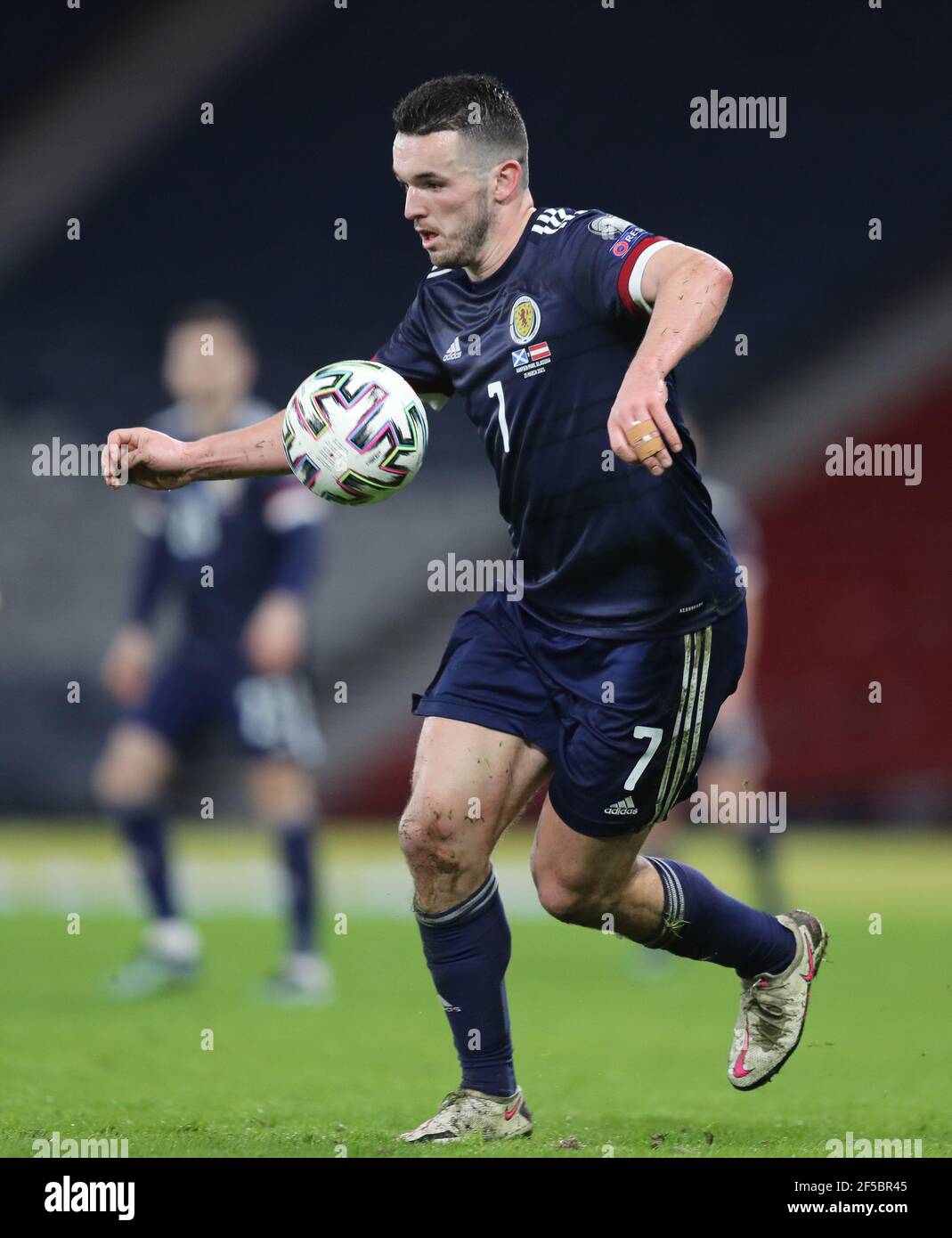 John McGinn en Écosse pendant le match de qualification de la coupe du monde de la FIFA 2022 à Hampden Park, Glasgow. Date de la photo: Jeudi 25 mars 2021. Banque D'Images