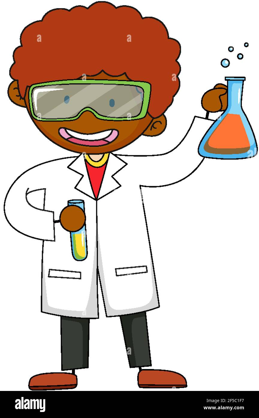 Petit Scientifique Doodle Dessin Anime Personnage Isole Illustration Image Vectorielle Stock Alamy