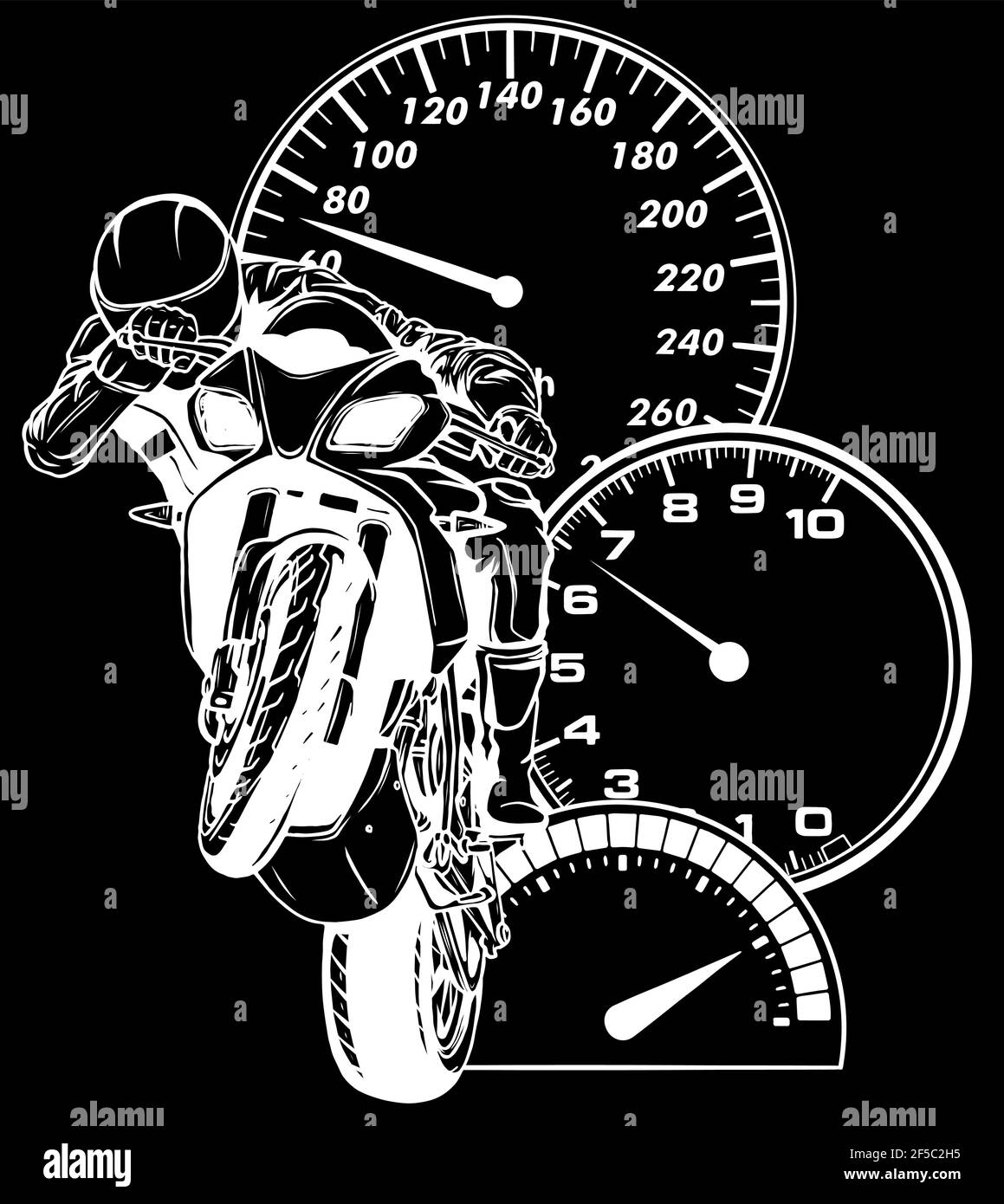 Silhouette blanche de motard, vecteur abstrait. Courses de moto sur route Illustration de Vecteur