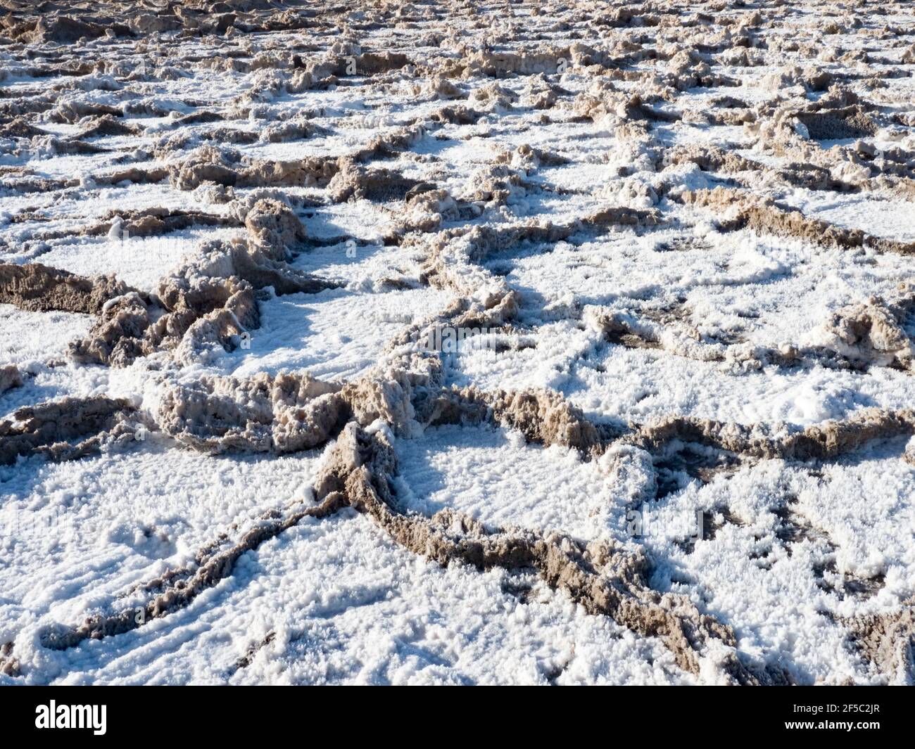 Le sel s'inonde dans le bassin de Badwater, le point le plus bas des États-Unis au parc national de la Vallée de la mort, en Californie, aux États-Unis Banque D'Images