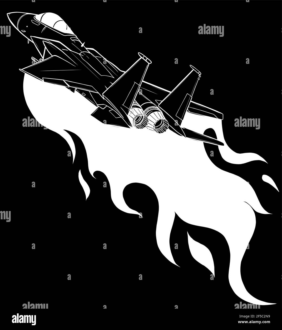Silhouette blanche d'avions de chasse militaires sur fond noir Illustration de Vecteur