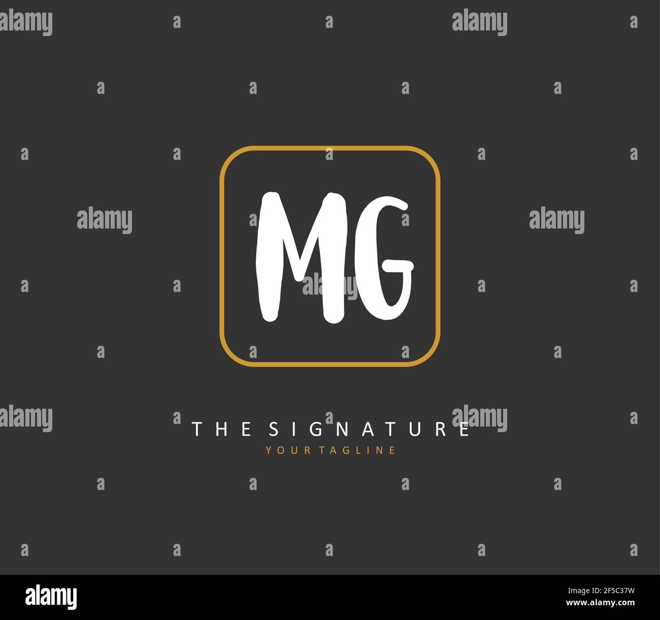 MG lettre initiale écriture manuscrite et logo de signature. Un concept d'écriture manuscrite logo initial avec élément de modèle. Illustration de Vecteur