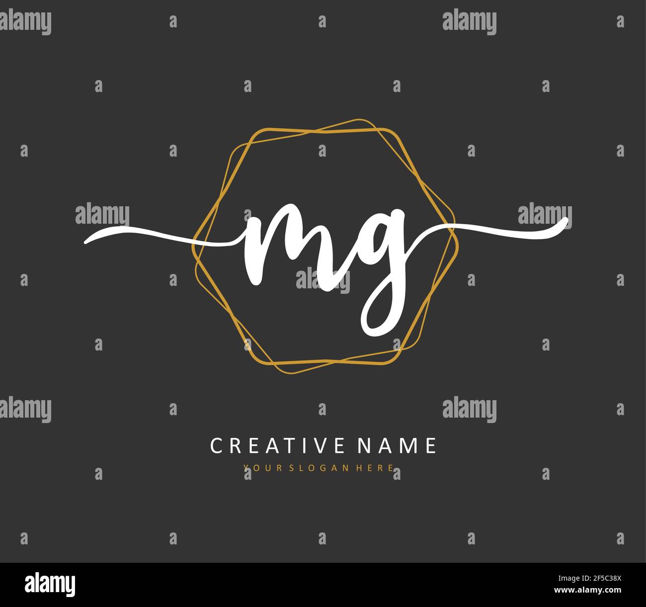 MG lettre initiale écriture manuscrite et logo de signature. Un concept d'écriture manuscrite logo initial avec élément de modèle. Illustration de Vecteur