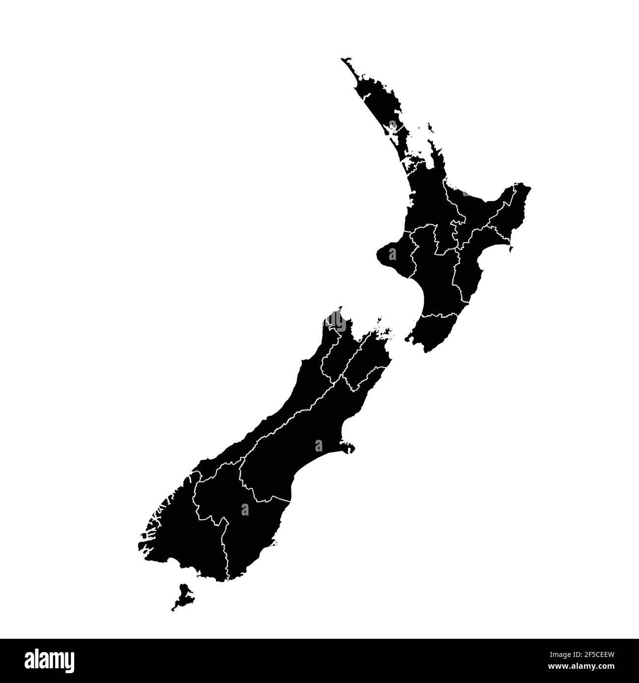 Vecteur de carte de pays de la Nouvelle-Zélande avec zones régionales Illustration de Vecteur