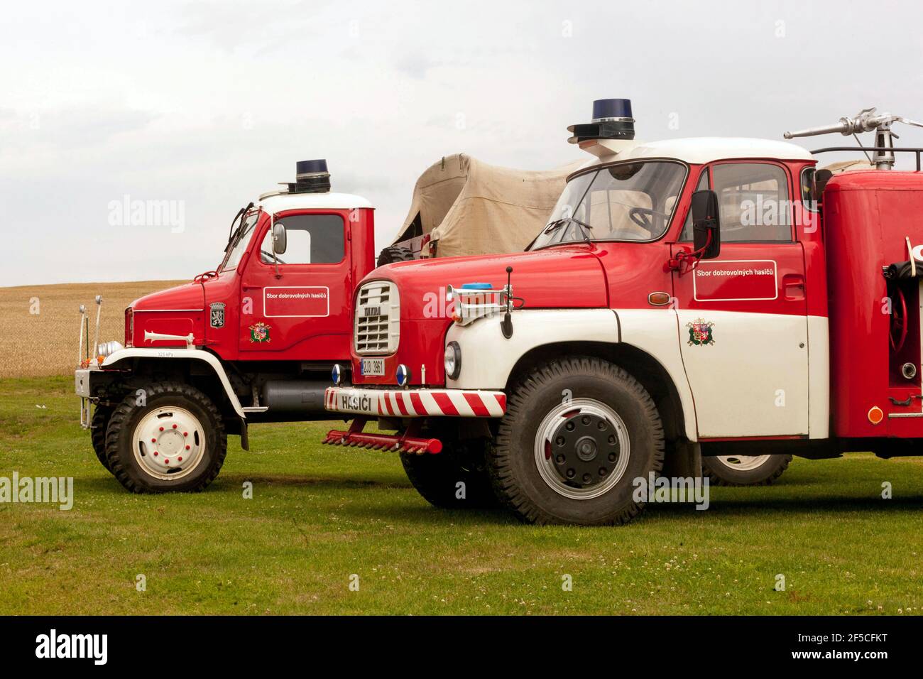 Praga V3S, brigade des pompiers Tatra T 148, Hasici République tchèque Banque D'Images