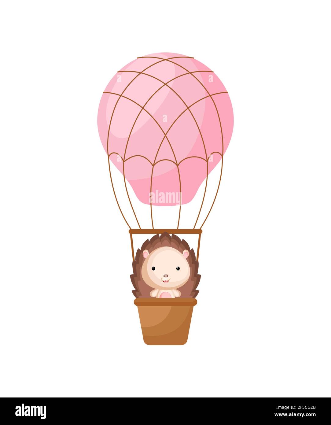 Petite mouche de hérisson mignon sur le ballon d'air chaud rose. Personnage  de dessin animé pour les enfants livre, album, douche de bébé, carte de  voeux, invitation de fête, maison int Image