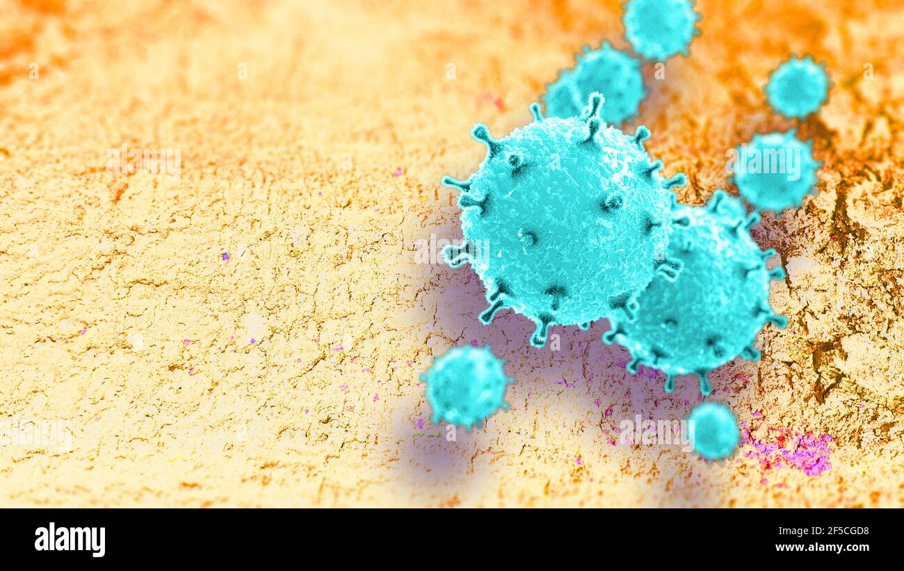 grippe coronavirus corvid 19 corona virus 2021 stratégie de vaccination asiatique grippe bactéries réalistes microbe infection biologie du sang concept de bannière Banque D'Images