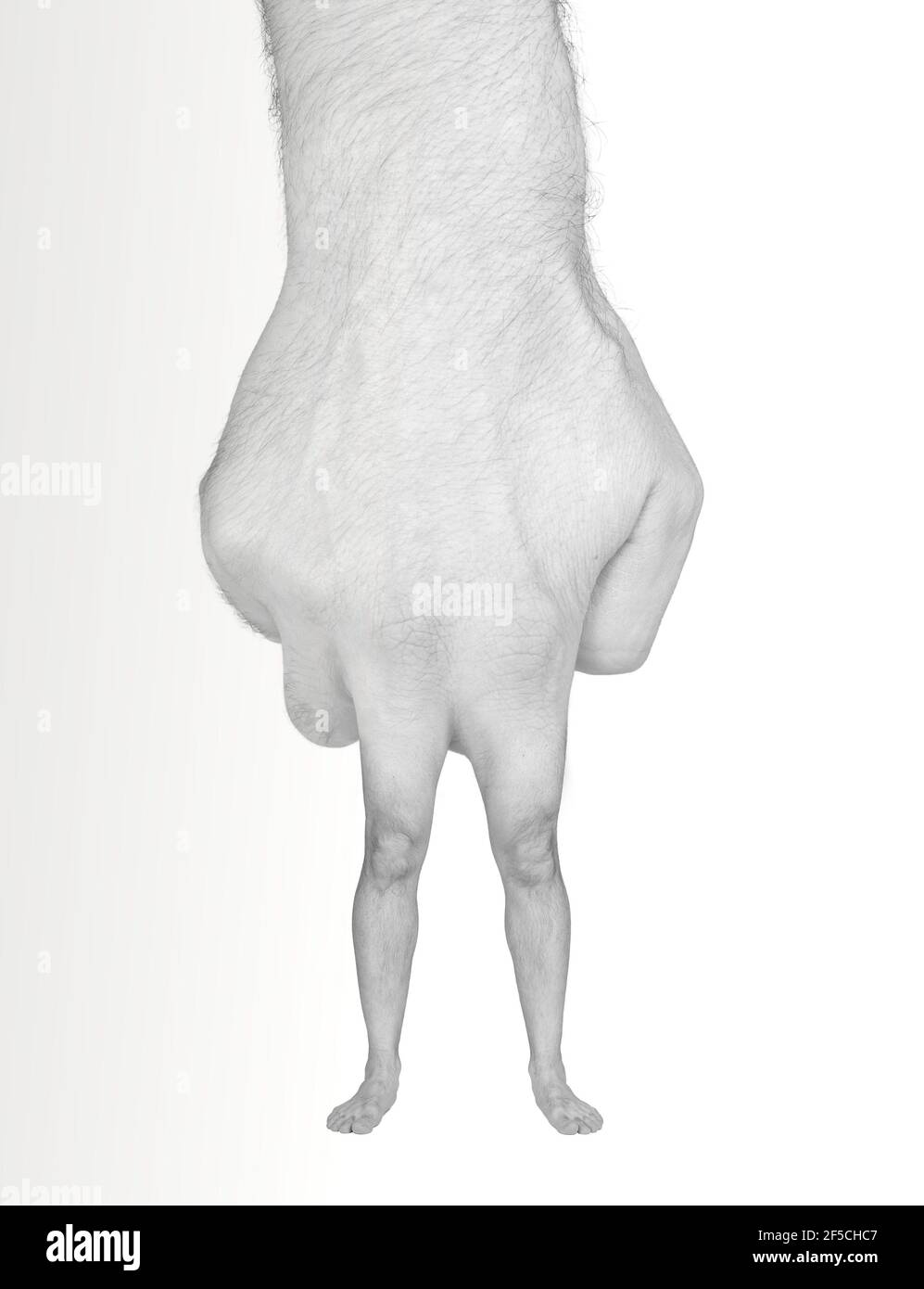Main effrayante avec les jambes et les pieds au lieu des doigts, isolée sur blanc Banque D'Images