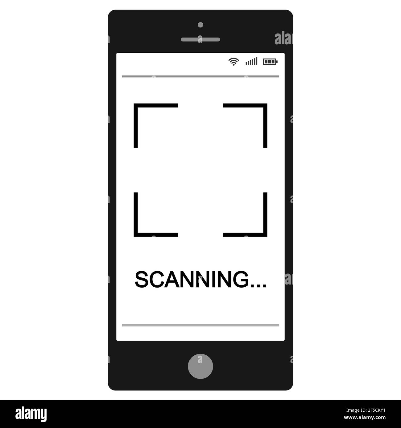 Téléphone mobile smartphone avec processus de lecture de code QR à l'écran, vecteur de lecture de signe QR code Illustration de Vecteur