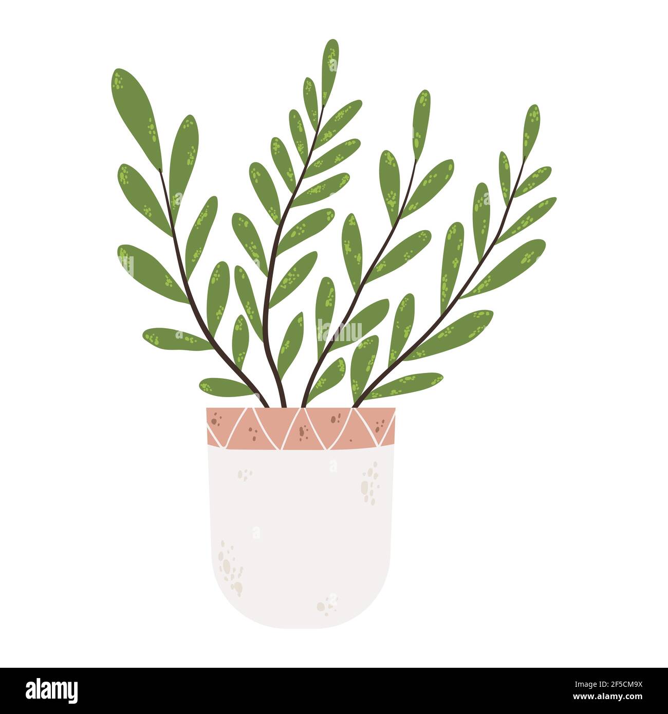 Une seule maison colorée en pot. Illustrations vectorielles d'une plante intérieure dans un pot de fleurs. Fleurs en pot de style dessin animé plat. Isolé sur le backgro blanc Illustration de Vecteur