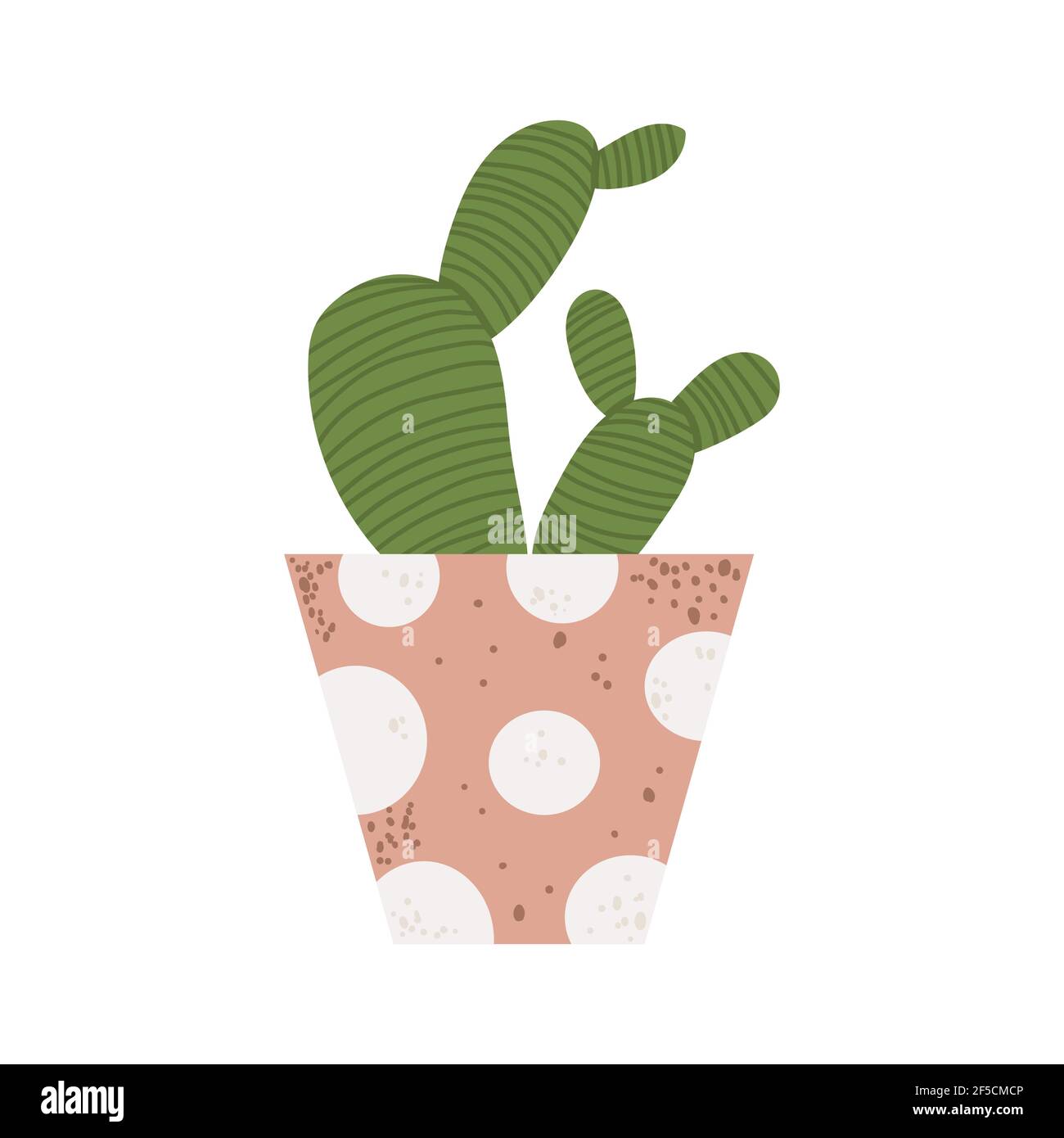 Une seule maison colorée en pot. Illustrations vectorielles de cactus d'intérieur en pot de fleurs. Plante d'intérieur en pot dans le style de dessin animé plat. Isolé sur b blanc Illustration de Vecteur