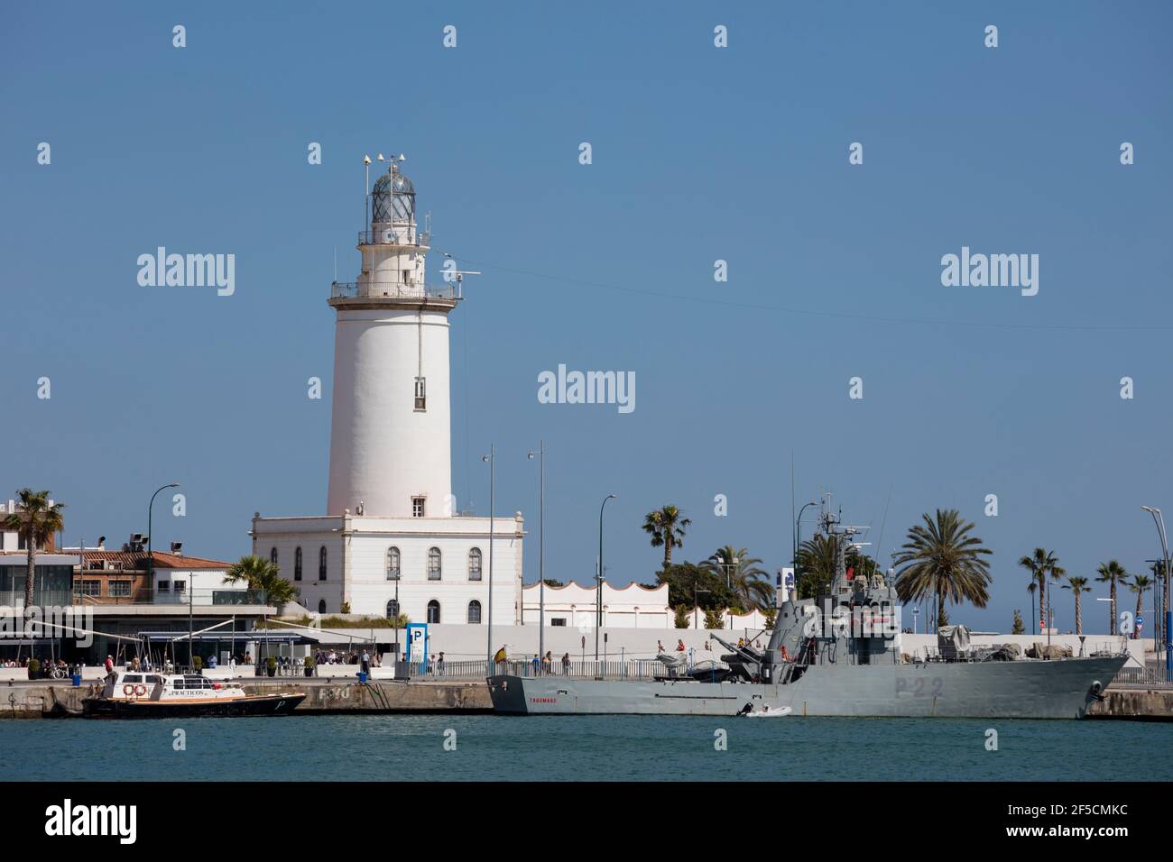 Géographie / voyage, Espagne, Andalousie, Costa del sol, Malaga, port, phare, droits supplémentaires-autorisations-Info-non-disponible Banque D'Images