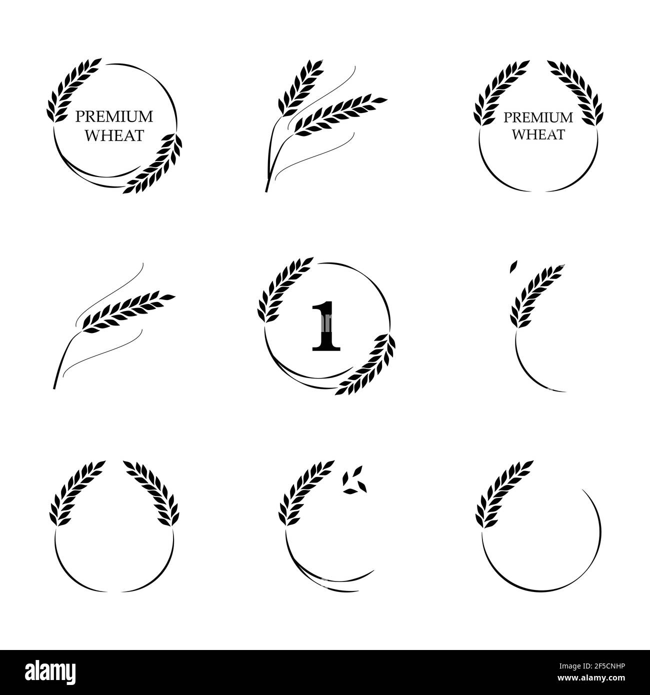 Symboles pour logo design le blé. L'agriculture, maïs, orge, tiges, plantes bio, du pain, de l'alimentation naturel harvest Illustration de Vecteur