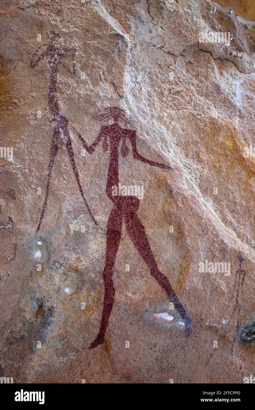 Géographie / Voyage, Namibie, peinture de roche dans la grotte molaire, près de Twyfelfontein, Kunene are, droits-supplémentaires-dégagement-Info-non-disponible Banque D'Images