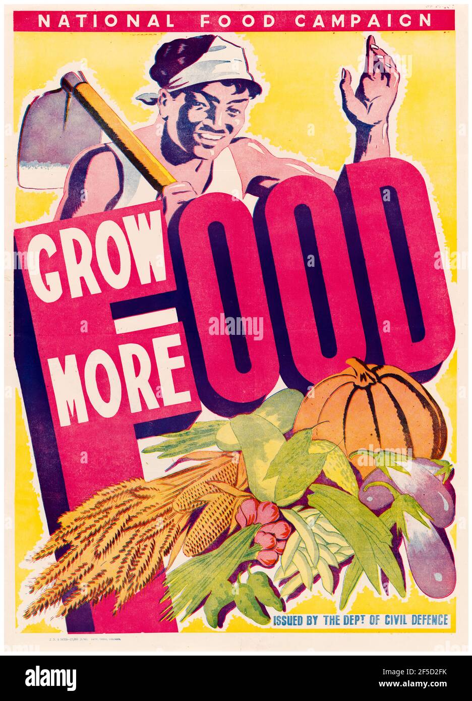 Colombo, affiche sur la production alimentaire de la Seconde Guerre mondiale : Grow More Food, (Ceylan), 1942-1945 Banque D'Images