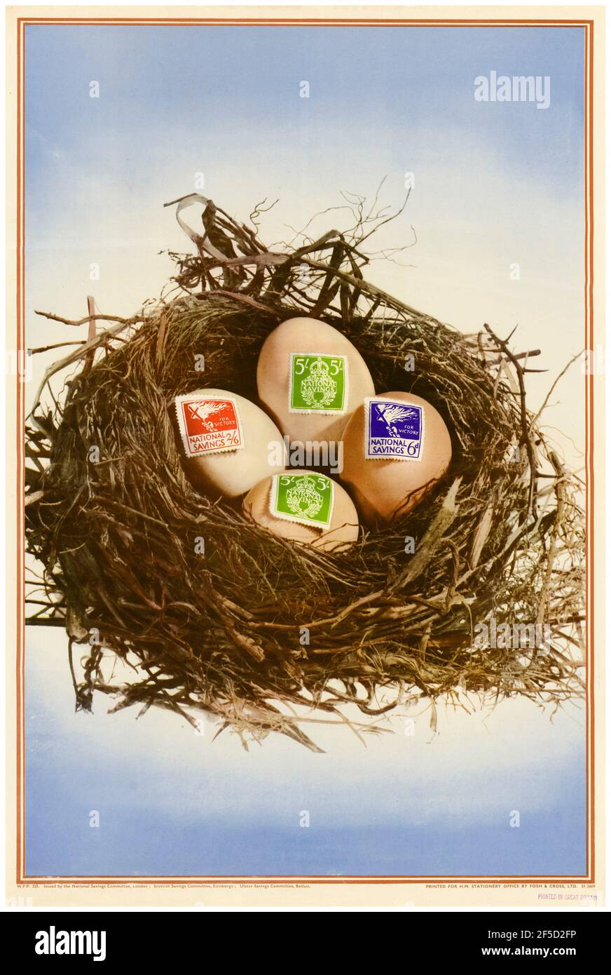 British, affiche de financement de la Seconde Guerre mondiale : l'épargne nationale pour la victoire (Nest Egg and Savings Timbres), 1942-1945 Banque D'Images