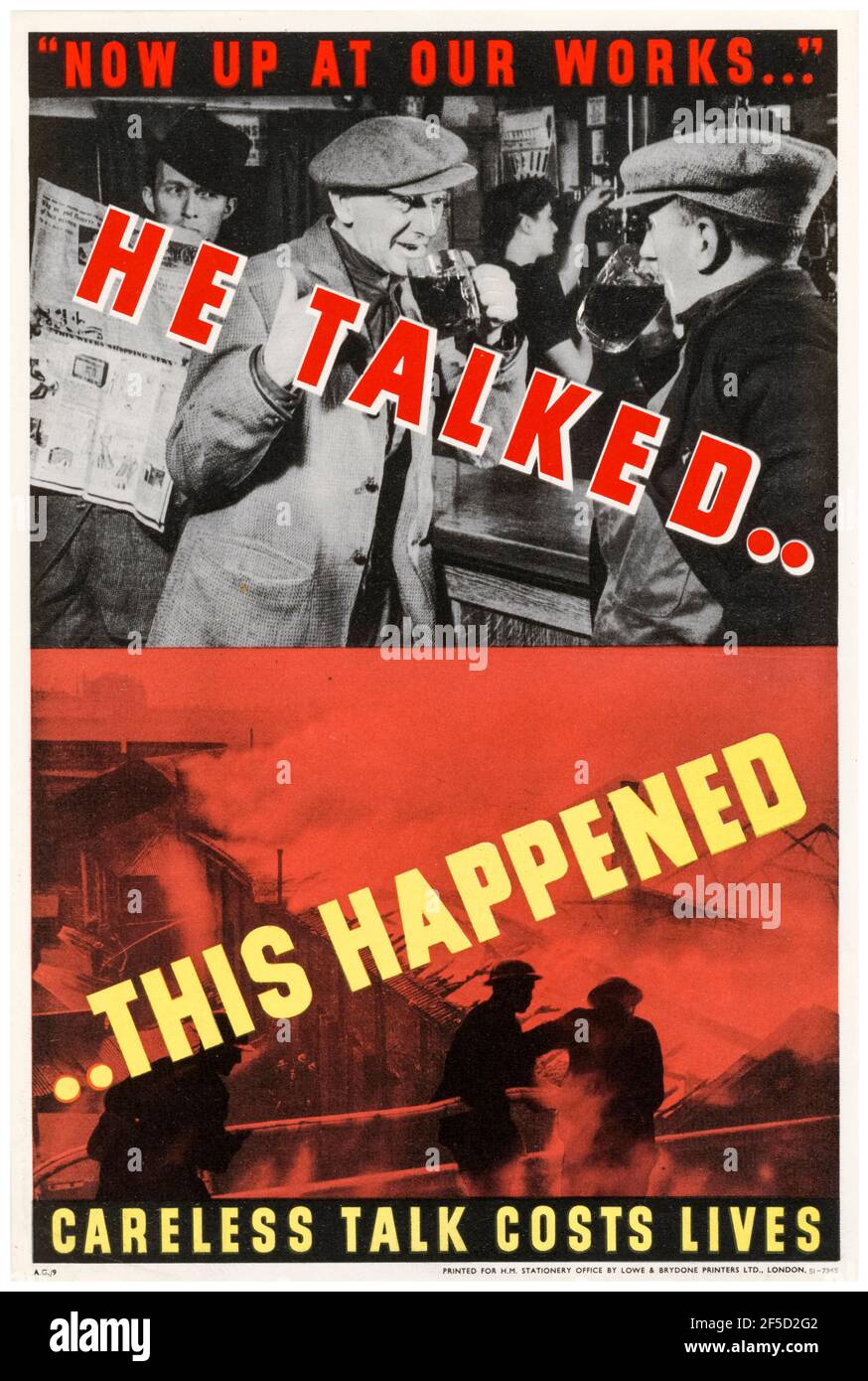 Il a parlé, ceci s'est produit: Entretien négligent coûte des vies, British, WW2 public information Poster, 1942-1945 Banque D'Images