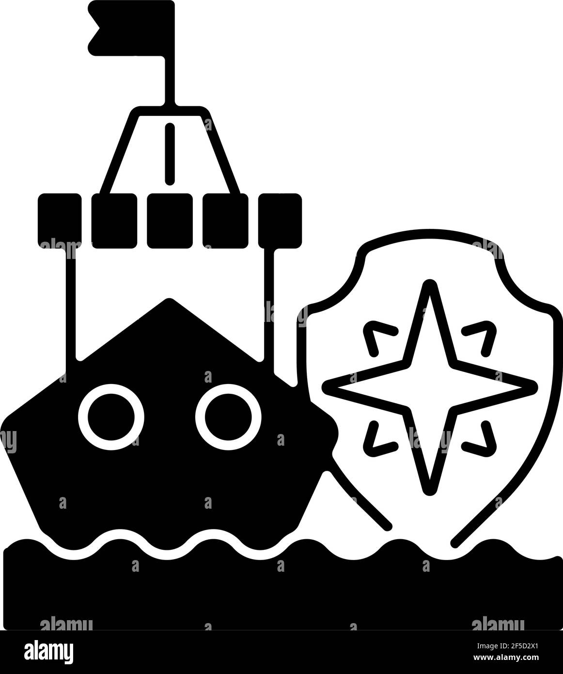 Icône linéaire noire de sécurité maritime Illustration de Vecteur