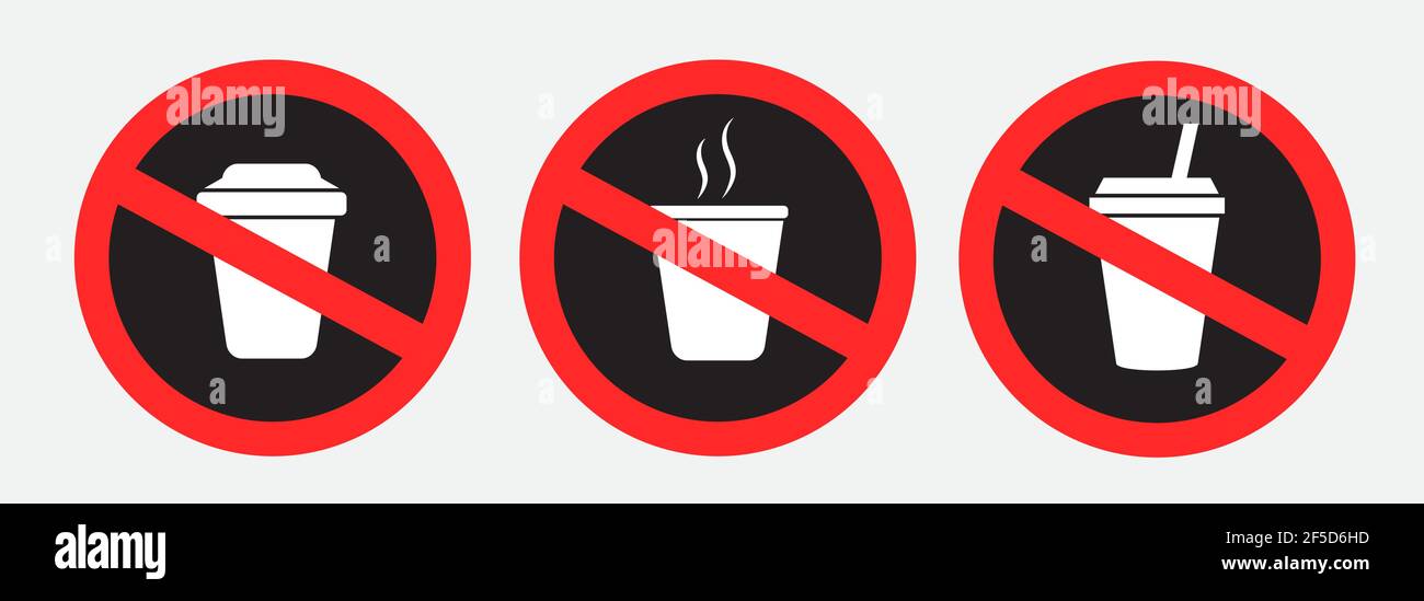 autocollant d'interdiction des boissons dans une tasse en plastique Illustration de Vecteur