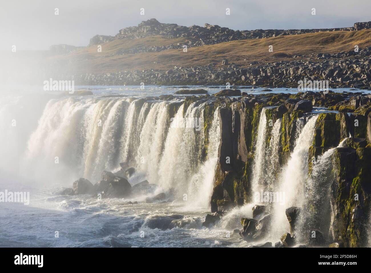 Cascade Selfoss, cascade de la rivière Joekulsá á Fjoellum, Islande, parc national de Joekulsargljufur Banque D'Images