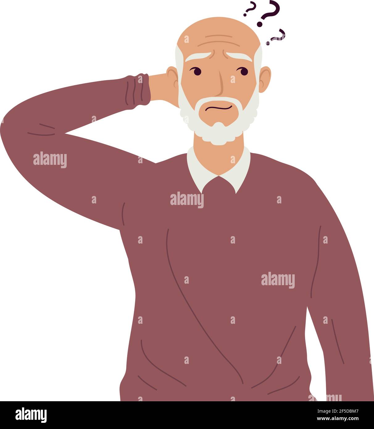 grand-père avec symboles de question alzheimer Illustration de Vecteur