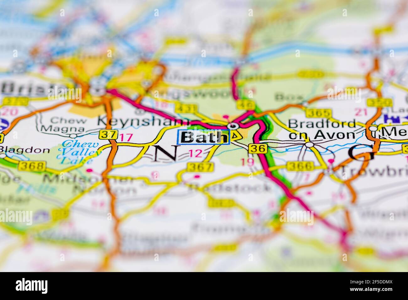 Bath et ses environs sont indiqués sur une carte de la géographie ou carte routière Banque D'Images