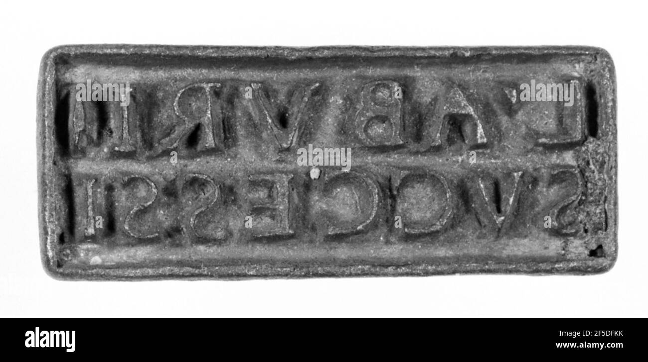 Tampon avec inscription. Inconnu Banque D'Images