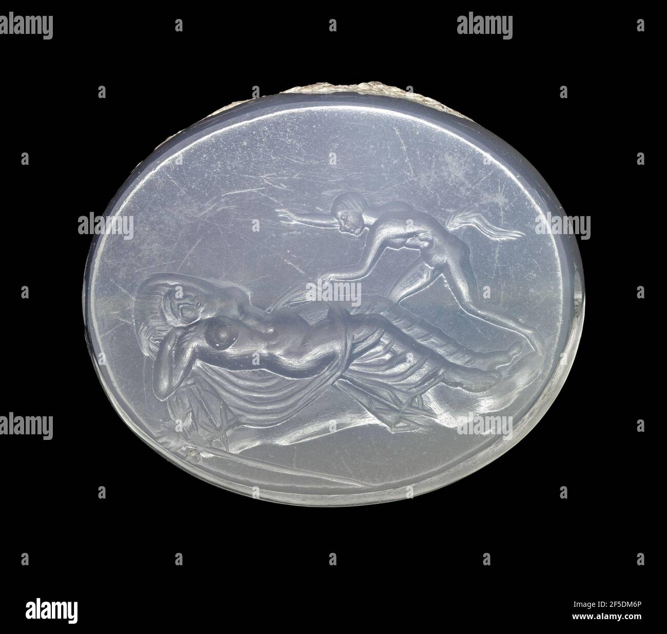 Scaraboïde gravé avec Satyr et Sleeping Maenad. Inconnu Banque D'Images