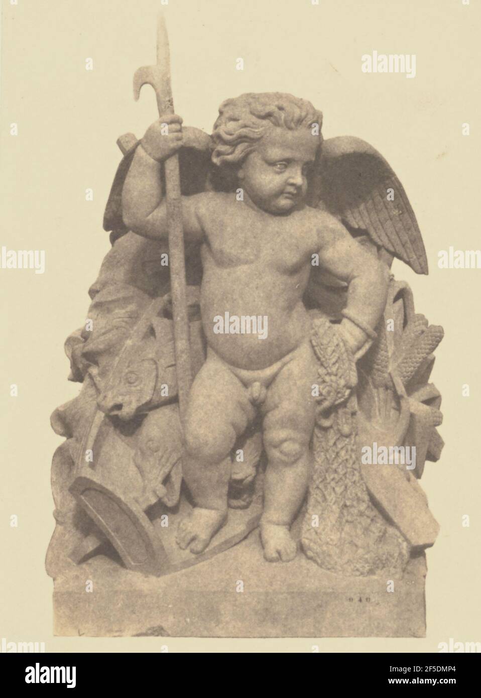'La pêche', Sculpture d'Auguste Jean Baptiste Lechesne, Décoration du Louvre, Paris. Édouard Baldus (né en Allemagne, 1813 - 1889) Banque D'Images